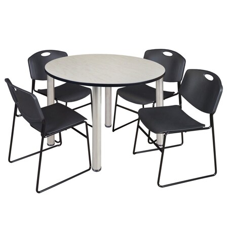 Regency Kee Round Table & Chair Set, Wood, Metal, Polypropylene Top, Maple TB48RNDPLBPCM44BK